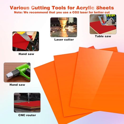 Adrattnay Orange Acrylic Sheets, 1/8 Thick