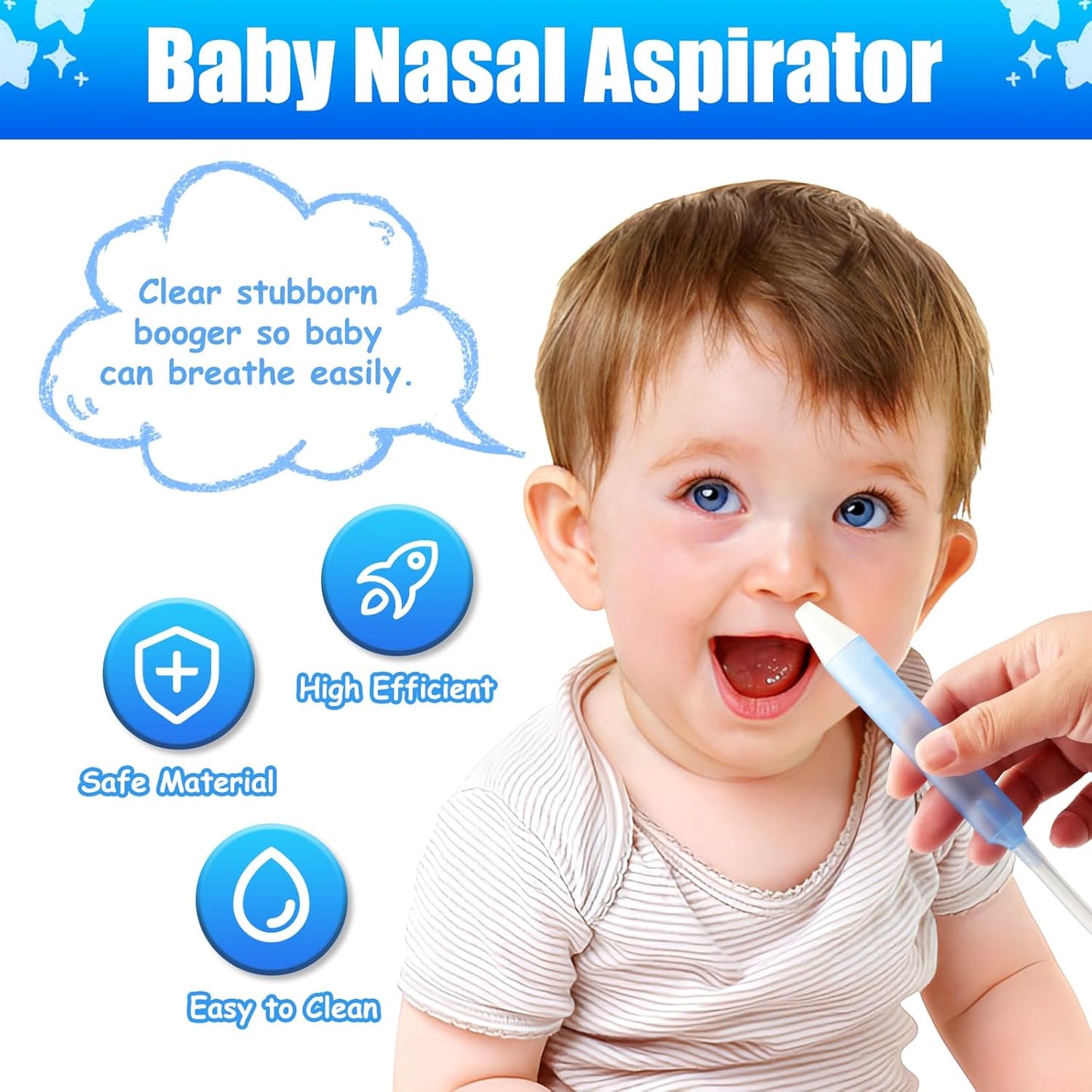 Baby Nasal Aspirator with 25 Hygiene Filters 2 Silicone Tips with Nose Cleaning Tweezer