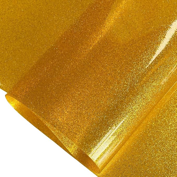 ONEART | Mango Yellow Transparent Glitter Vinyl Roll, 0.7 mm Solid Clear PVC