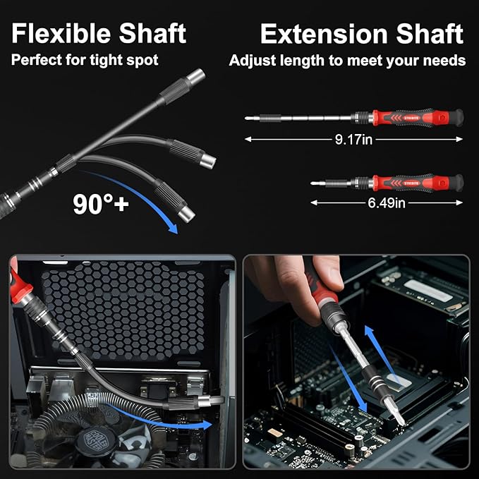 STREBITO Electric Screwdriver, 144-in-1 Precision Screwdriver Set, 120 Magnetic Bits, Organized Storage and Portability, Small Tool Kit for Electronics, PC, Computer and Laptop, Gifts for Men