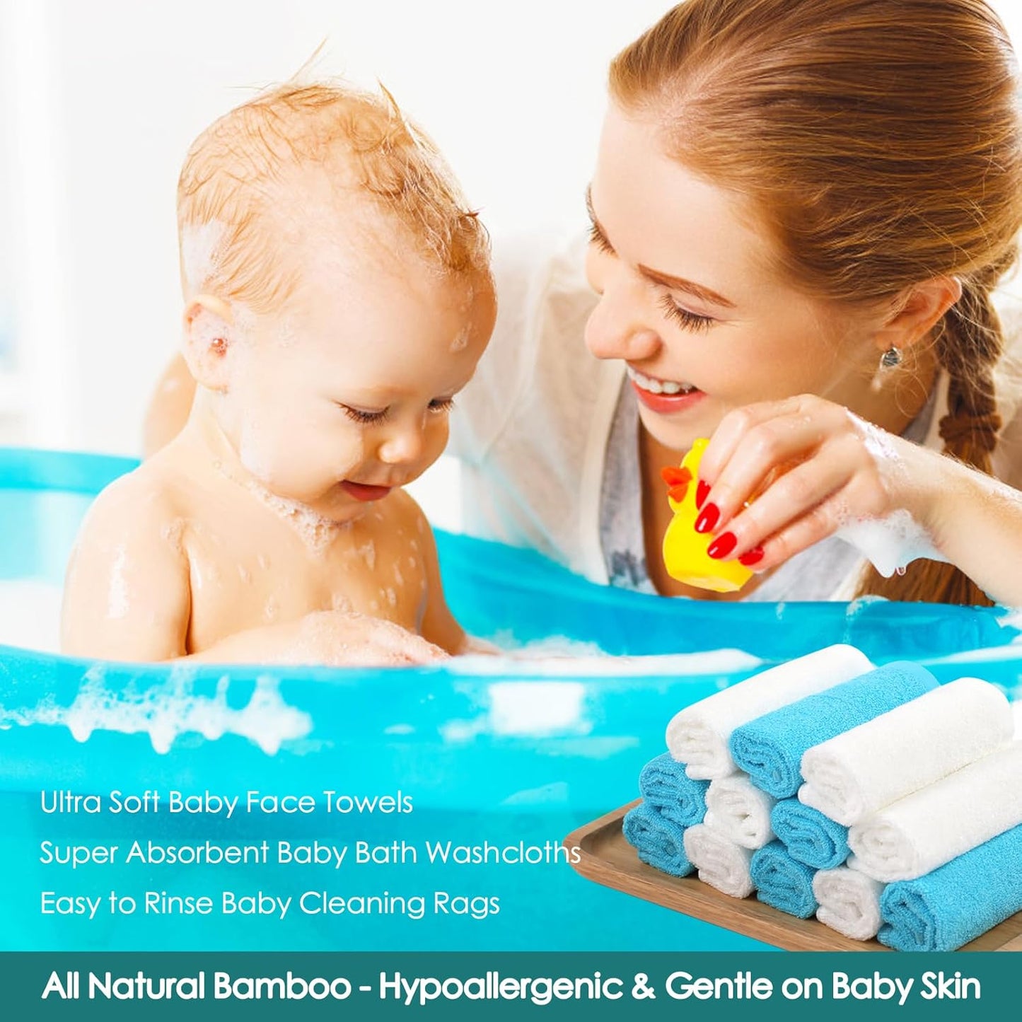 Baby Washcloths 12 Pack, 10x10 inch Heavenly Soft Wash Cloths for Face and Body, Gentle & Safe White Face Towel on Sensitive Skin, Baby Essentials Bath Shower Gifts for Boy Infant Kid Toddler Child
