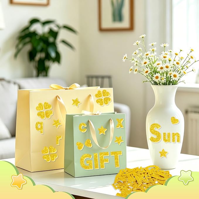 Glitter Foam Letter Stickers 469 Pcs Self-Adhesive Uppercase & Lowercase ABC