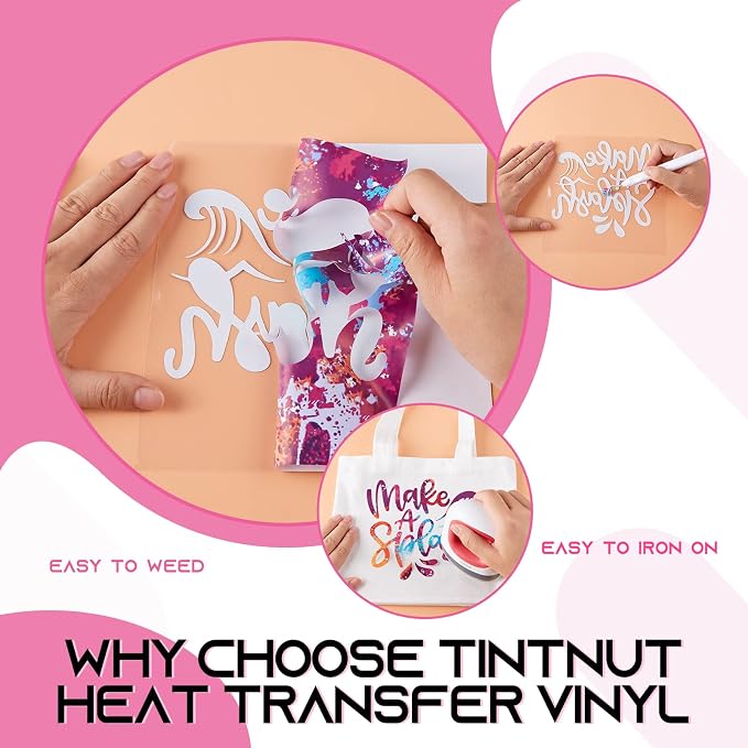 Tintnut Dark Red Splash Heat Transfer Vinyl Roll, stretch washable, works