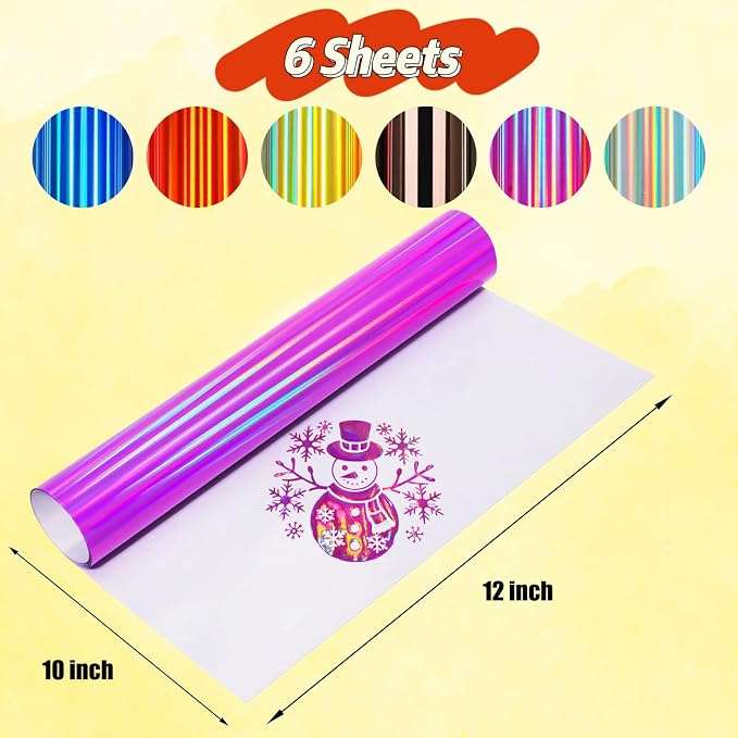 Holographic HTV Heat Transfer Vinyl Metallic Holographic Vinyl Gold Iron HTV 6