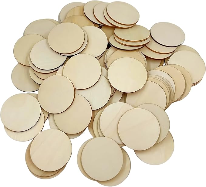 120 Pcs Unfinished Wood Circle Coins, 2 Inch Natural Wood Slices, Disc Blank