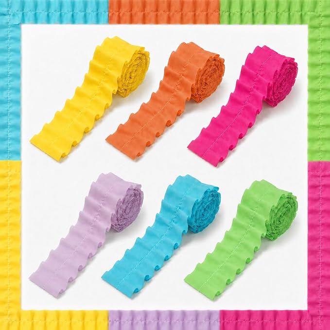 6 Rolls 40 Ft Ruffled Bulletin Board Borders Back to School Classroom Decor