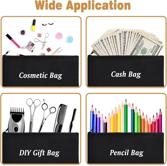 ZeeDix Canvas Zipper Pouch Bulk – 8.3 x 5 Inches Cotton Canvas Pouches