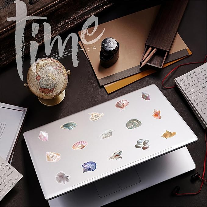 50PCS Sea Shell Stickers Aesthetic PET Transparent Conch Sticker Clamshell