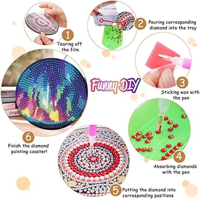 8 Pack Diamond Art Coasters, Northern Lights Diamond Painting Coasters Kits |