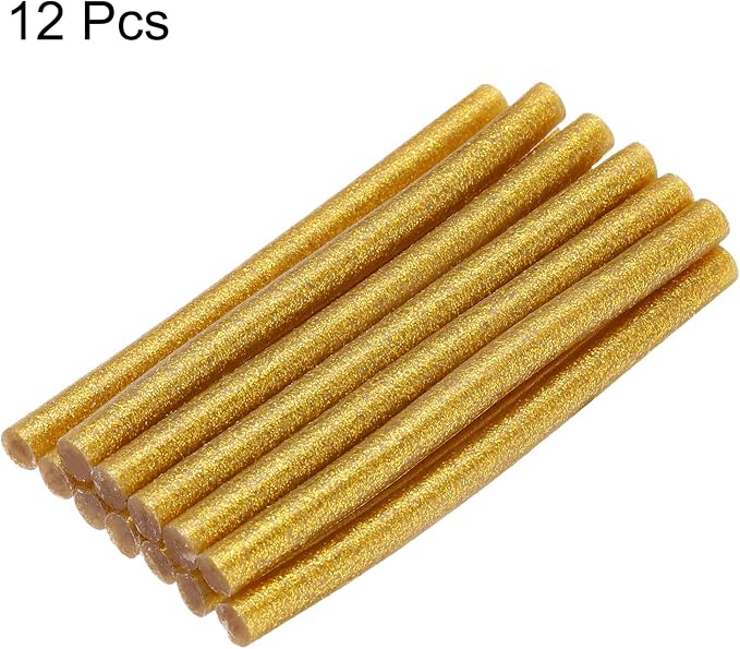 uxcell Mini Hot Glue Sticks for Glue Gun 7mm x 100mm Glitter Gold 12pcs