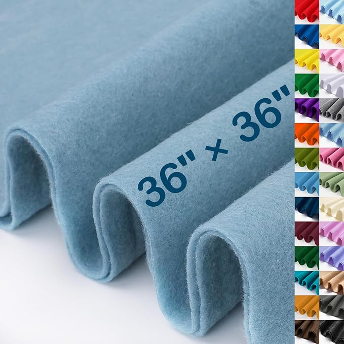 XSEINO Dusty Blue Large Felt Fabric 36" X 36 ", 1.4 mm Thick Soft Felt Fabric