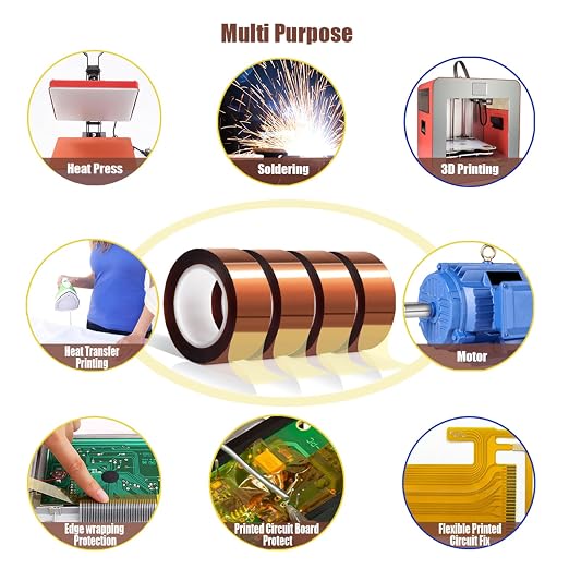 MEBMIK 4 Rolls 20mm x16m Heat Tape High Temperature Heat Resistant Tape Heat