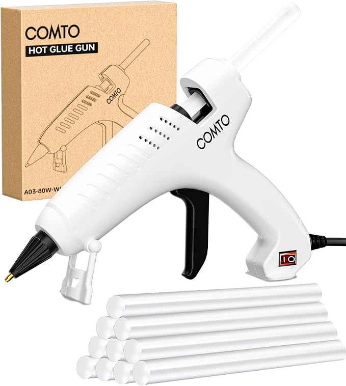 Full Size Hot Glue Gun with 10 Glue Sticks | 80W High-Power Fast Heating