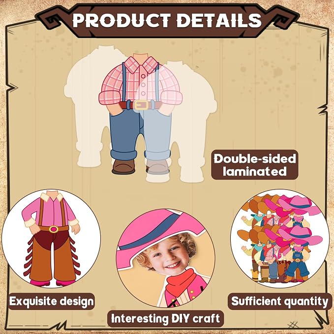 48Pcs Western Cowboy Hat Cutouts Bulletin Board Decorations Pink Cowgirl Paper