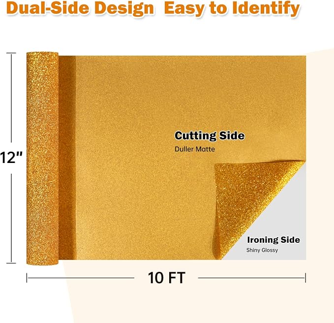 TUMIYA Gold Glitter Heat Transfer Vinyl HTV Roll