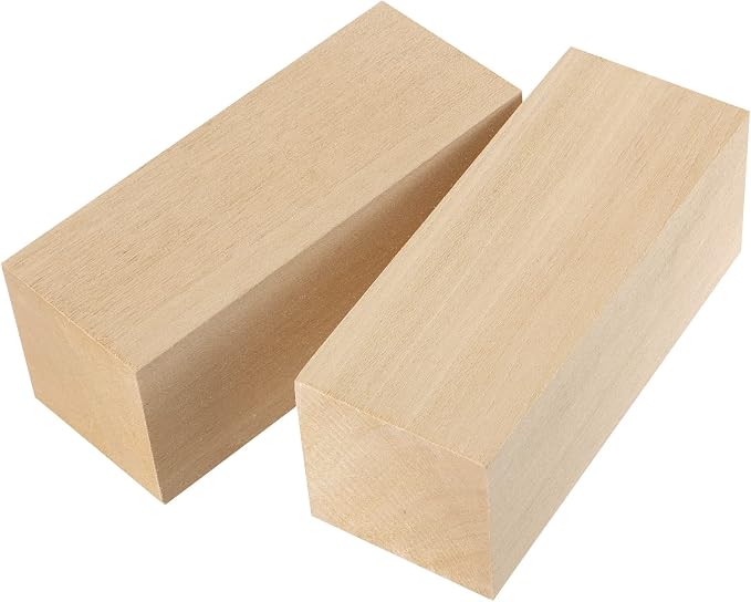 JAPCHET 12 Pieces 5 x 2 x 2 Inch Basswood Carving Blocks, Natural Carving Blocks
