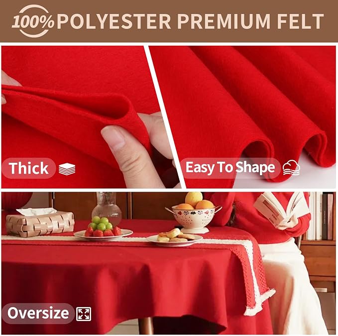 Red Felt Fabric Sheet 36" X 36", 1.4mm Thick Large Soft Durable Flexible Craft