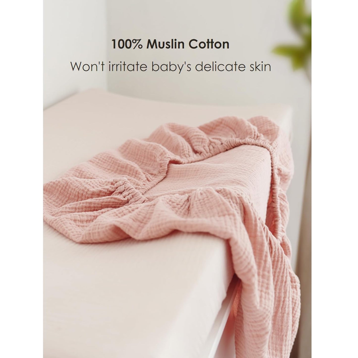 Changing Pad Cover for Neutral Baby Muslin Soft Cotton Diaper Changing Table Pad Cover Changing Pad Sheets for Girls and Boys - 2 Pack(Ivory&Pink)