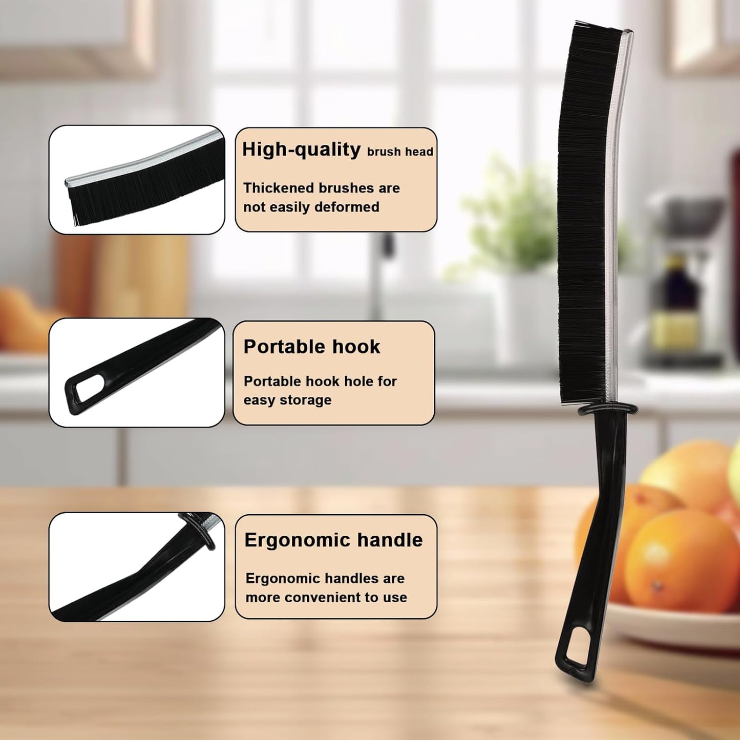 5PCS Crevice Cleaning Brush,Gap Cleaning Brush, Slim Flat Curved Brush for Narrow Gaps,Deep Crevices and Small Spaces,Hard Bristle Brush,Easy to Clean, No Residue, Kitchen & Bathroom Cleaning