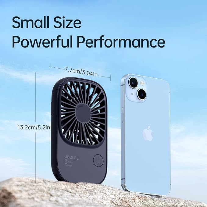 JISULIFE Handheld Mini Lash Fan with Bracket, Small Portable USB Rechargeable Personal Makeup/Eyelash Fan with 3 Speeds for Women Mom Girls Office Outdoor Travel Blue