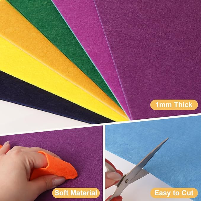 120 PCS, 1mm Stiff Felt Fabric Sheets