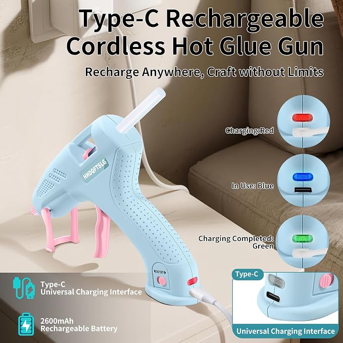 Cordless Hot Glue Gun, Fast Preheating