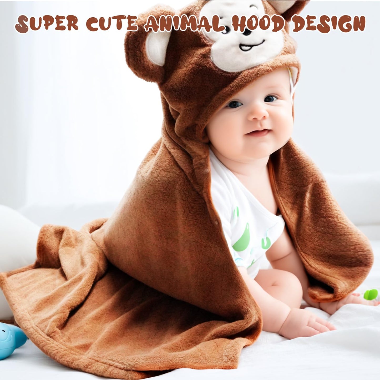 Toddler Bath Towel Hooded Kids Towels Bath Toddler Towels for Boy Girl 0-5 Years, 2-Pack Soft & Absorbent Kids Hooded Bath Towels for Toddlers 1-3, Baby Bath Towels with Hood Large 50'' x 32'' Thick