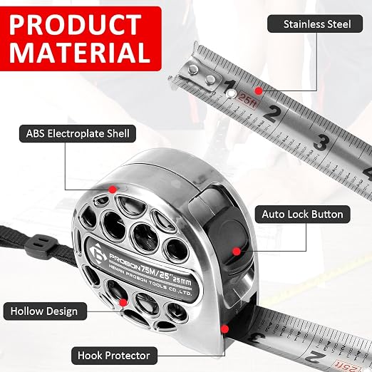 4PCS Tape Measure 25Ft/7.5M Double Side Scale Metric/Imperial Mesuring Tape |