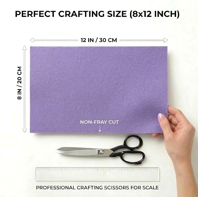 Lavender Felt Fabric Sheets Stiff 20 Pcs 8" X 12", 1mm Thick Assorted Color