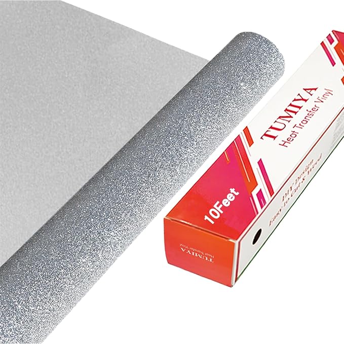 TUMIYA Silver Glitter Heat Transfer Vinyl HTV Roll