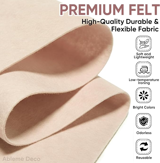 Soft Felt Fabric Sheet 18" x 36", 1.6mm Acrylic Craft Felt, Large Precut Sheet