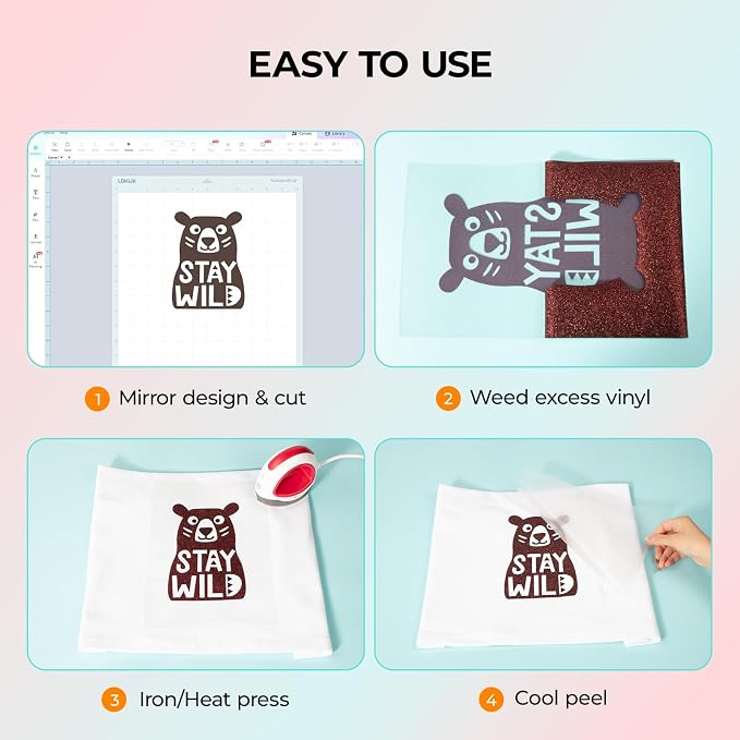HTVRONT Glitter HTV, Glitter Heat Transfer Viny