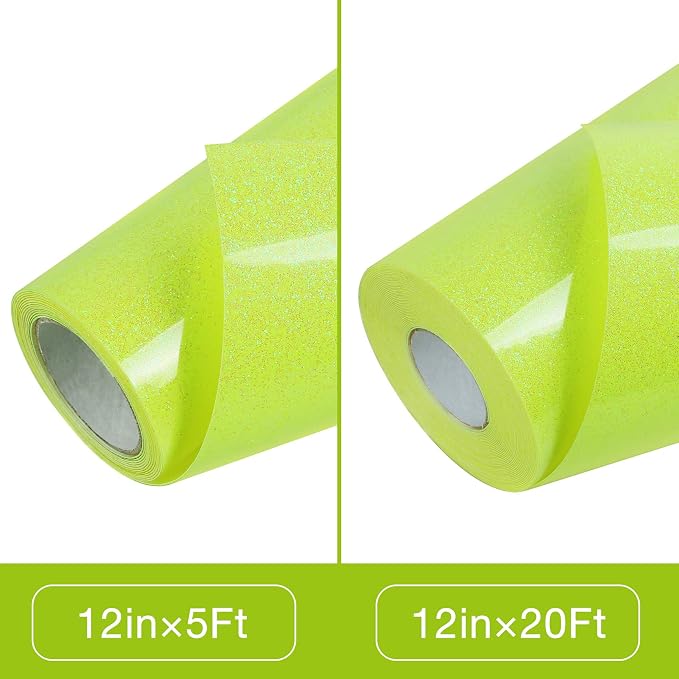 TORC Yellow Glitter HTV Heat Transfer Vinyl Roll 12 inch x 5 ft Iron on Vinyl