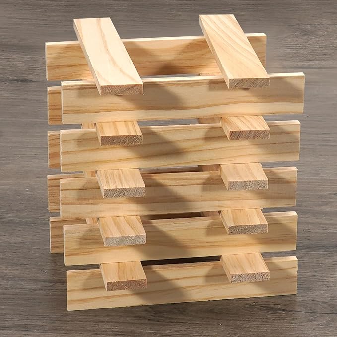 Wood Strips Slats for Wall, Square Wooden Dowels for Crafts 1/4"x 1" x 6"