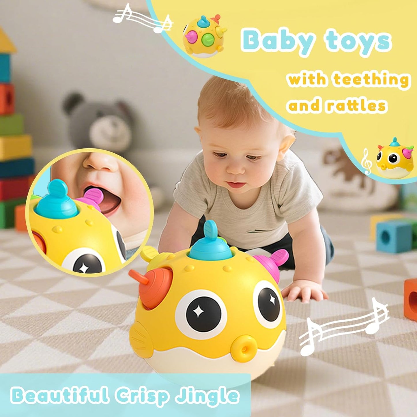 Baby Toys 0-6 Months & 6-12 Months,Baby Teething Toys 3-6,Musical Sensory Toys,Baby Rattle Toy,Baby Essentials for Boys & Girls,Newborn Infant Learning Developmental Gifts