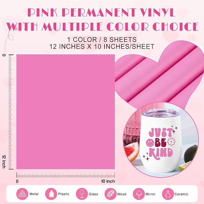 Tintnut Lavander Rose Permanent Vinyl 8 Sheets 12''x10'' Adhesive Vinyl | Solid