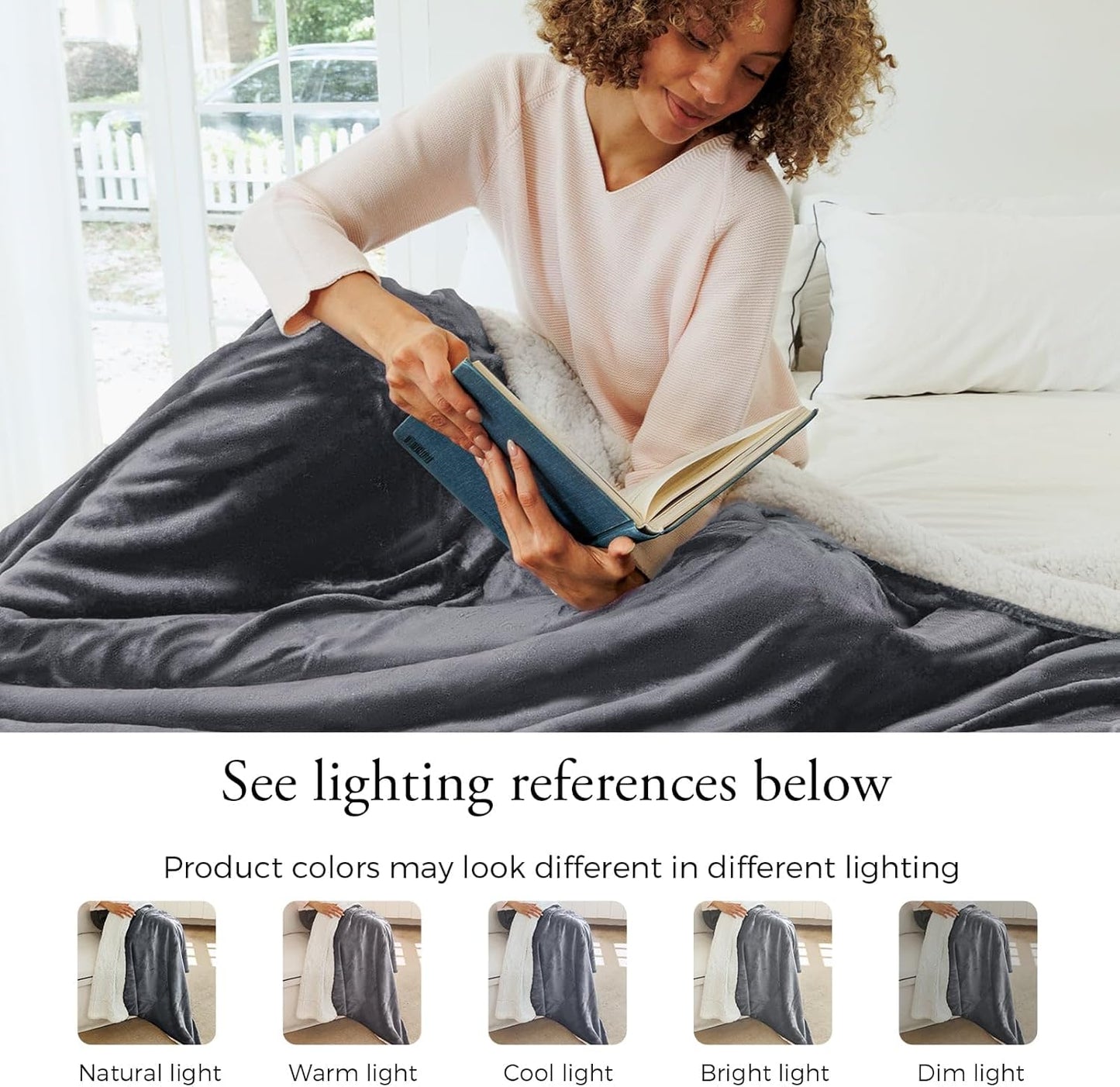 NANPIPER Sherpa Blanket Twin Size for Couch, Warm and Lightweight Throw, Soft Fuzzy Plush Fleece for Winter, Castlerock Grey 60x80 Inches