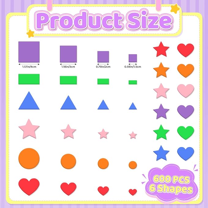 600Pcs Foam Stickers Foam Shape Stickers
