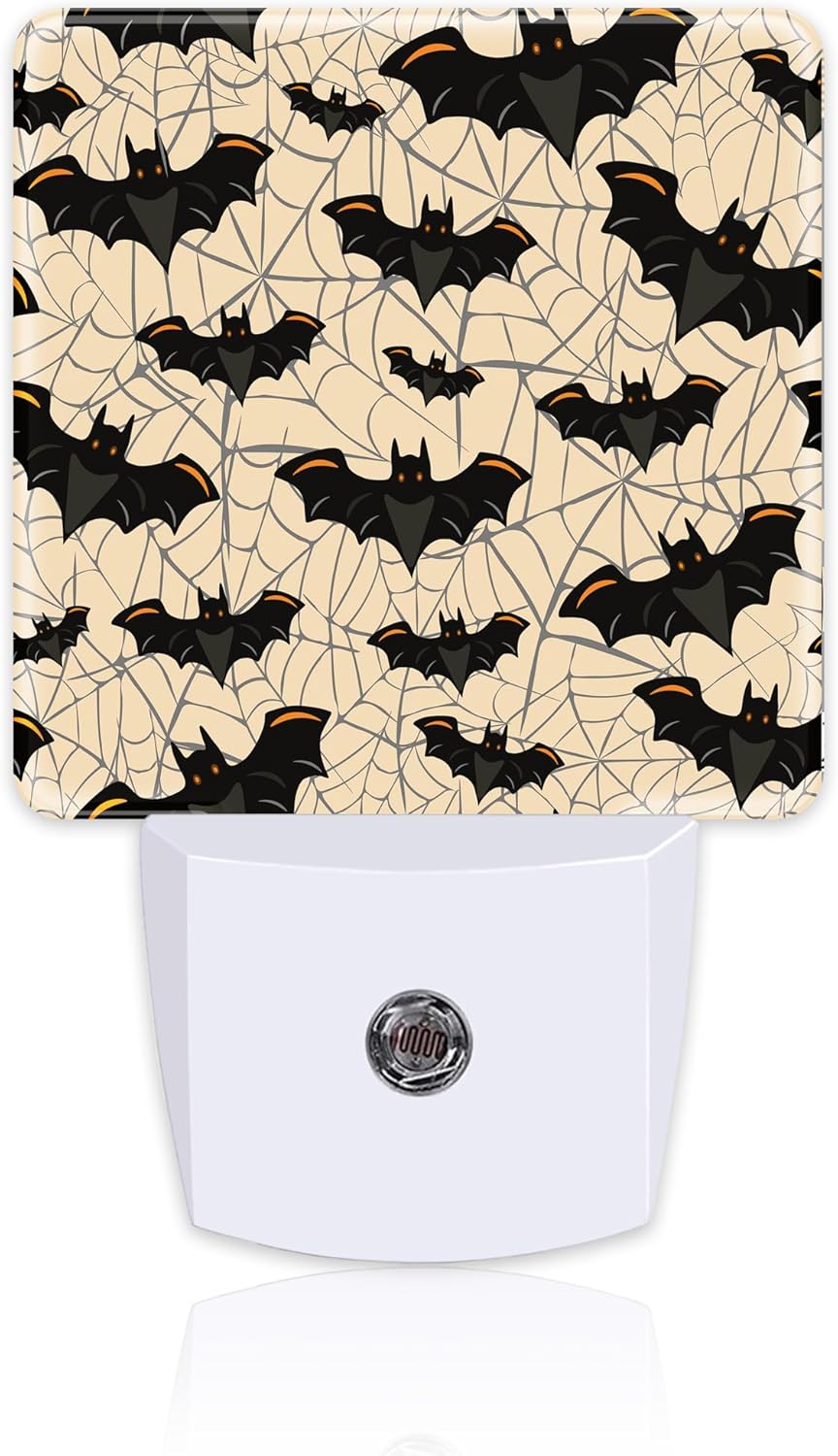 Halloween Gothic Bat and Spider Webs Night Light Plug into Wall, Scary Black Bats Dusk to Dawn Night Light Plug in,0.5w Energy Saving Sleep Friendly NightLight for Kids Boys Girls Home Decor
