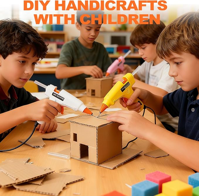 10 Pack Mini Hot Glue Gun with 50 Glue Sticks, 5 Colors Mini Hot Glue Gun Set