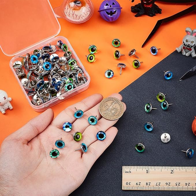 PH PandaHall 100pcs 50 Styles Eyeball Push Pins Thumb Tacks Mini Decorative