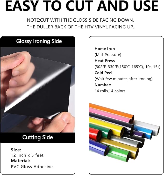 TUMIYA 14 Rolls Heat Transfer Vinyl, HTV Vinyl