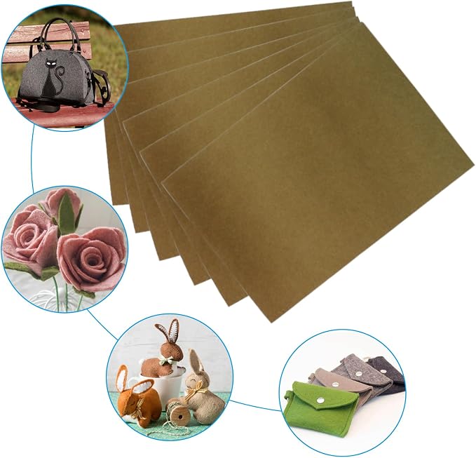 6 Pcs 8 x 12 Inch Brown Felt Sheets, 2mm Thick | Felt Fabric