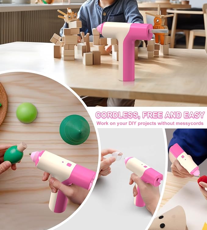 Cordless Hot Glue Gun, Auto Dispensing 15s Heating Fast Craft Glue Gun