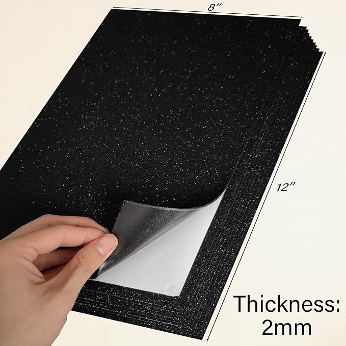 SALEMAR Black Sticky Glitter Foam Sheets