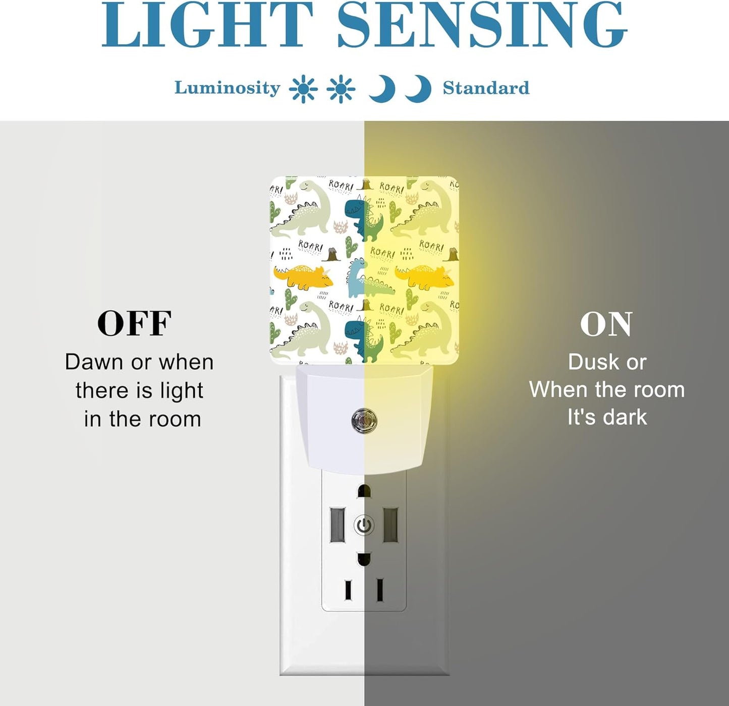 Night Light for Kids Girls Boys, Childish Cute Dinosaur LED Night Light Plug into Wall with Dusk to Dawn Sensor for Room Decor, Hallway, Kitchen, Bathroom, Nursery, Stairs