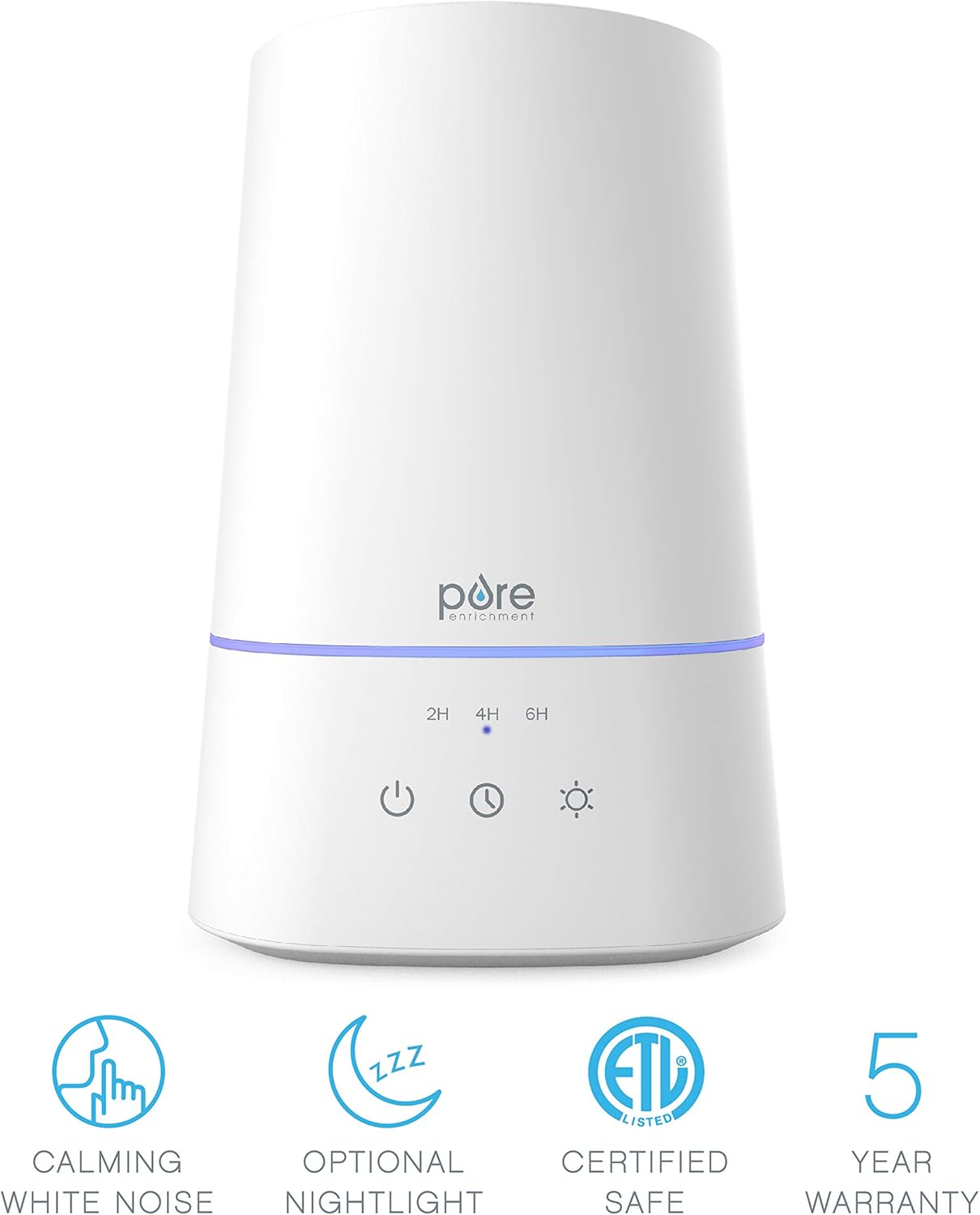 Pure Enrichment HUME Max - Easy Top-Fill Ultrasonic Cool Mist Humidifier, 3.7-L (1 Gallon) Water Tank, 3 Mist Settings, & Auto Shut-Off Timer - Ideal for Large Bedrooms, Nurseries & Dry Areas (White)
