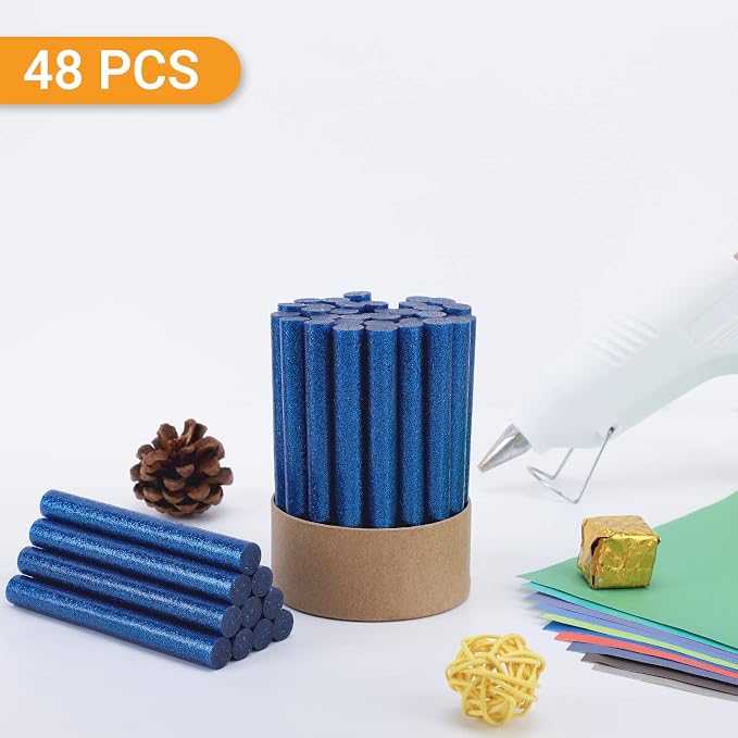 Manarty Glitter Sapphire Blue Hot Melt Glue Stick, Adhesive EVA Glue Sticks