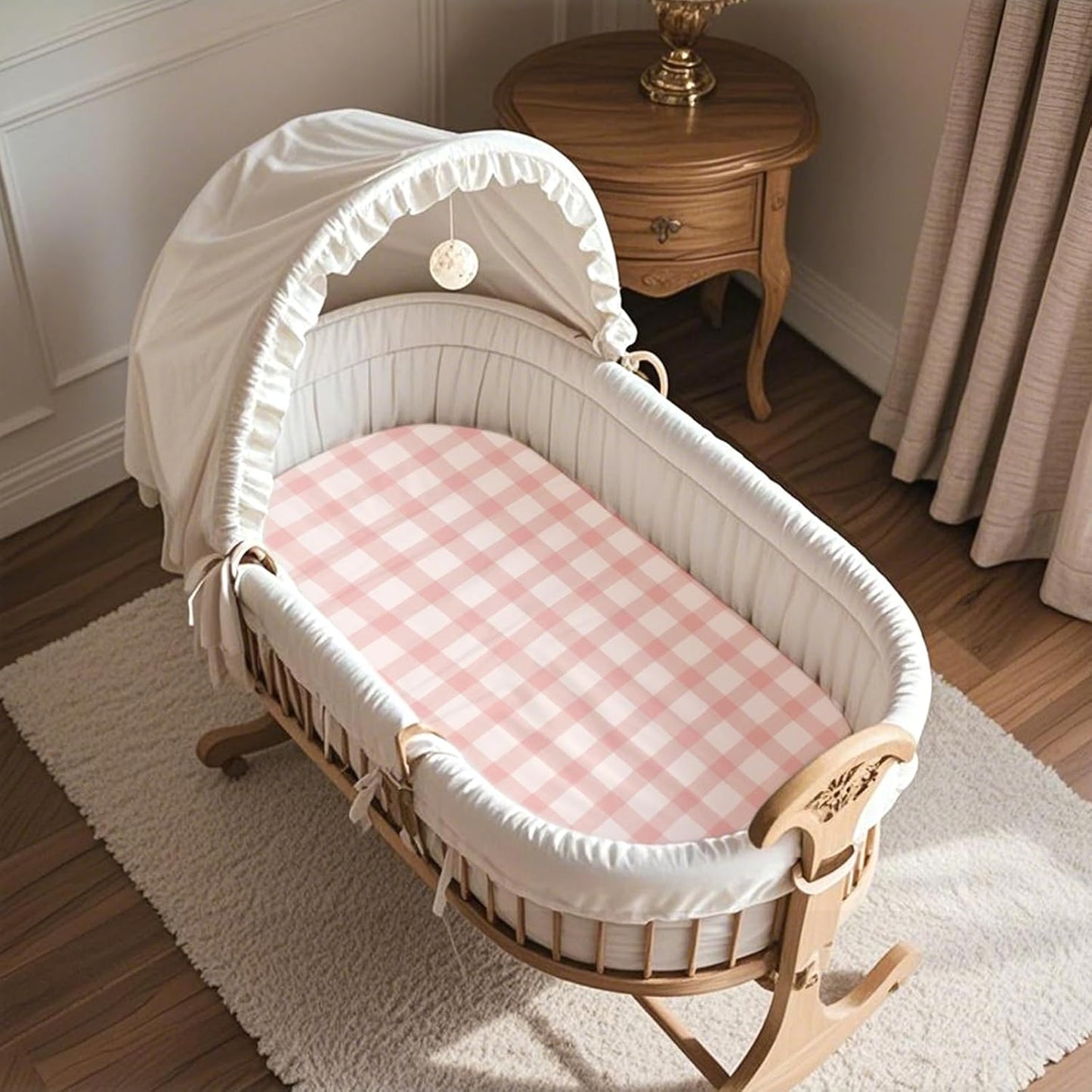 100% Jersey Cotton Bassinet Sheets 21" x 35" Fits Besrey, Foalom, Bellababy, MiClassic, Milliard and Large Bassinet Mattress, Super Soft and Breathable Bassinet Fitted Sheets, 3 Pack, Pink