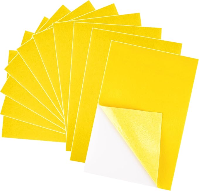 10PCS Deep Yellow Self Adhesive Felt Fabric Sheets Sticky Felt Sheets